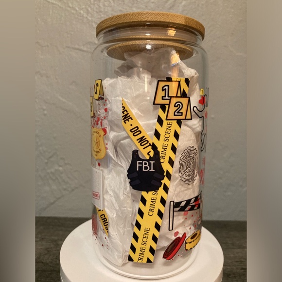 Murder Shows Graphic Hand Crafted Glass Tumbler - Picture 4 of 8